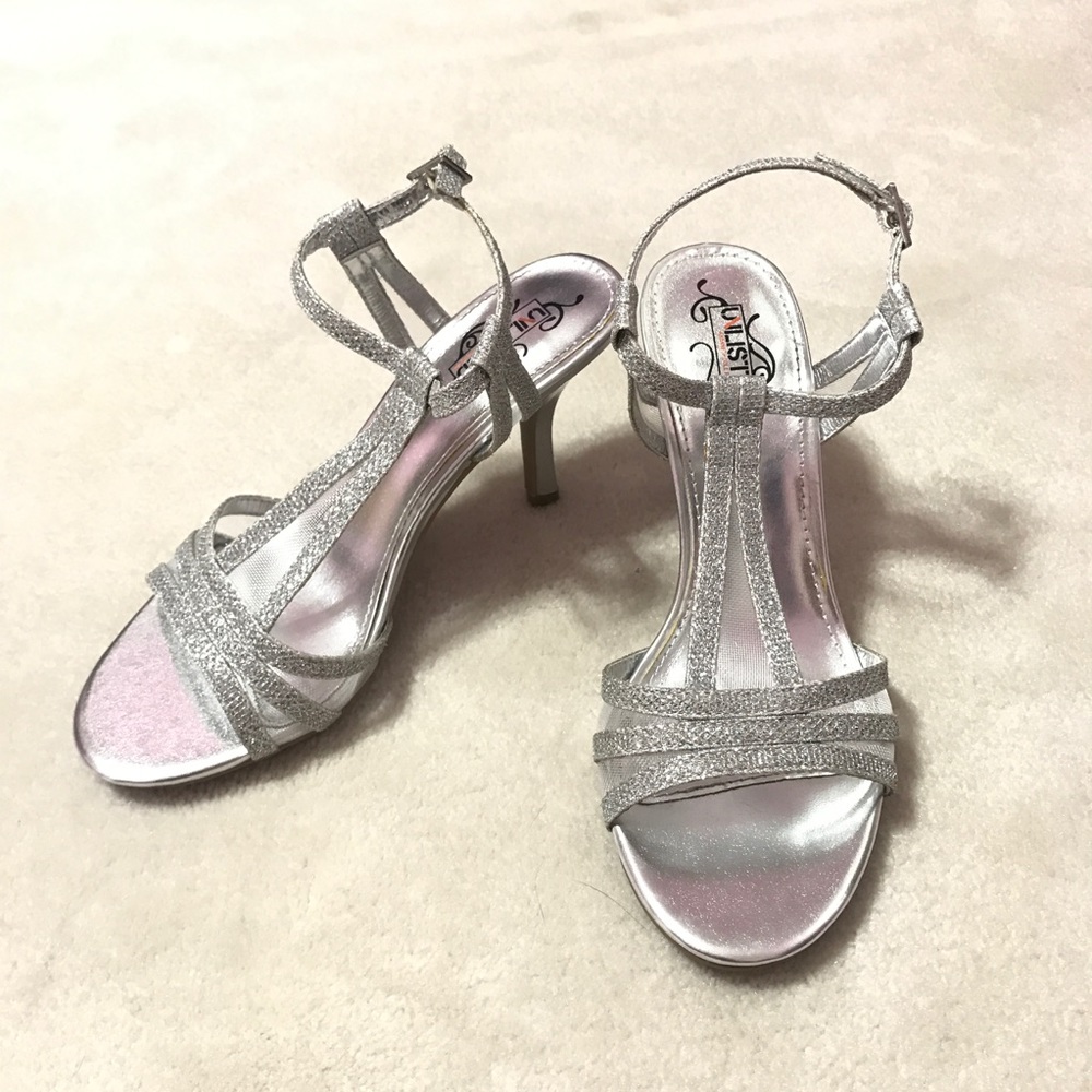 Silver sparkly heels